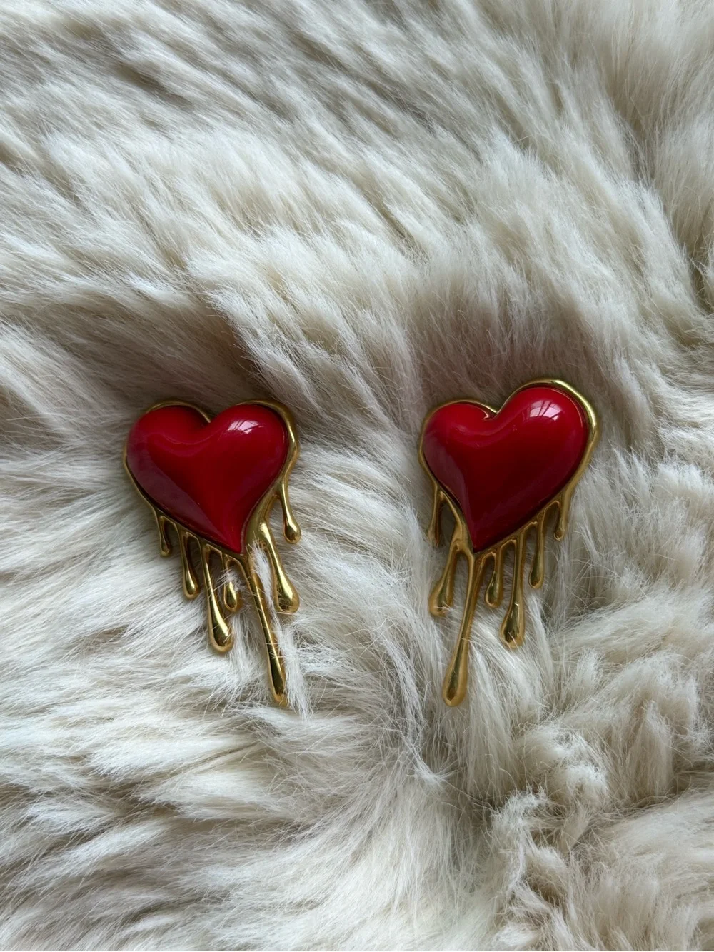 Red Dripping Heart Accent Pair - Home Accents